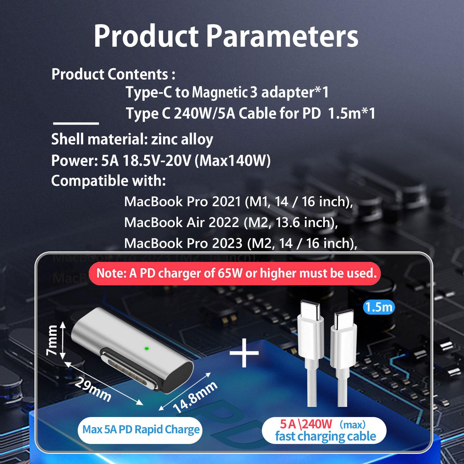 Amazon.com: USB C to Magnetic 3 140W Charging Adapter Safe 3